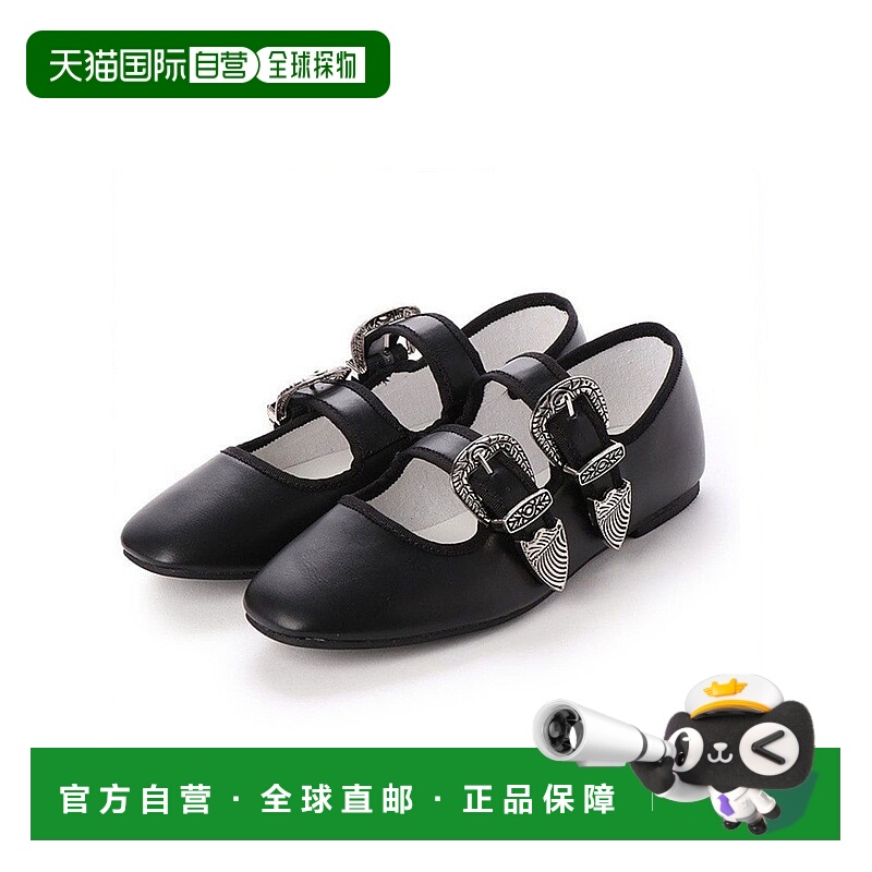 【日本直邮】 svec金属扣功夫鞋黑色皮革简约浅口平底休闲正品女