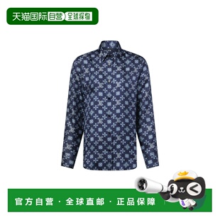 自营欧洲直邮LV路易威登 Art Nouveau女士藏蓝色真丝老花图案长袖