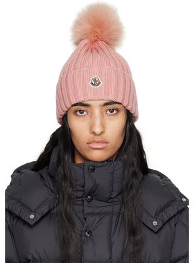 Moncler 盟可睐 女士 粉色 Pom Pom 毛线帽 J20933B00027M1131
