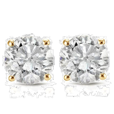 自营 pompeii31 克拉圆形切割钻石耳钉 14K 金，旋入式背面 - 14k