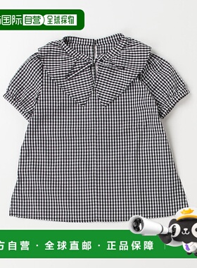 1h可退 日本直邮SHIPS KIDS 儿童春夏格纹短袖荷叶边衬衫 5113000