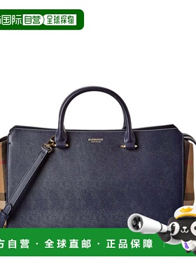 自营Burberry Banwell Medium Leather & Check Canvas Satchel -