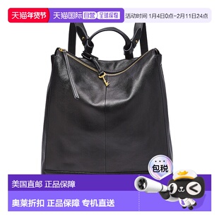 Fossil 女士 Elina 皮革可转换双肩包 黑色 【美国奥莱】直发化石