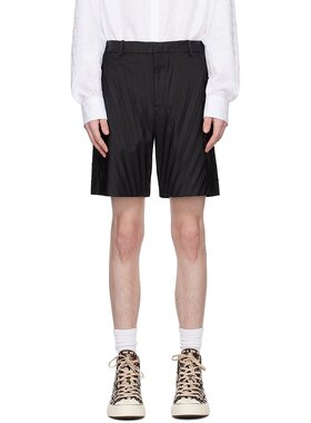 潮奢 Valentino 华伦天奴 男士 黑色压褶短裤 2V0RDC909D1