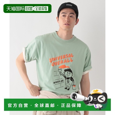 1h可退 日本直邮UNIVERSAL OVERALL男装Windy Jr.印花T恤宽松半袖