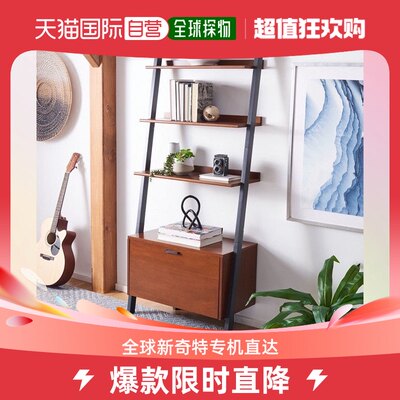 safaviehVlad 3 Shelf 1 Door Etagere - 蜂蜜棕色/木炭 【美国奥