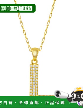 自营 simona纯银 Micro Pave CZ \'J\' 块首字母带回形针链 - 镀