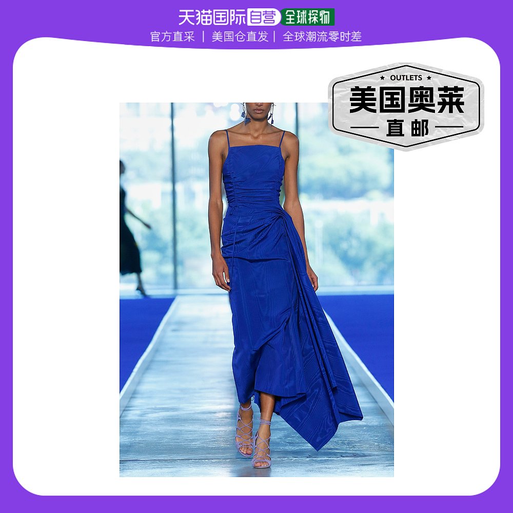 jason wuRuched S/l Crossback Cocktail Dress - blue 【美国奥 女装/女士精品 连衣裙 原图主图