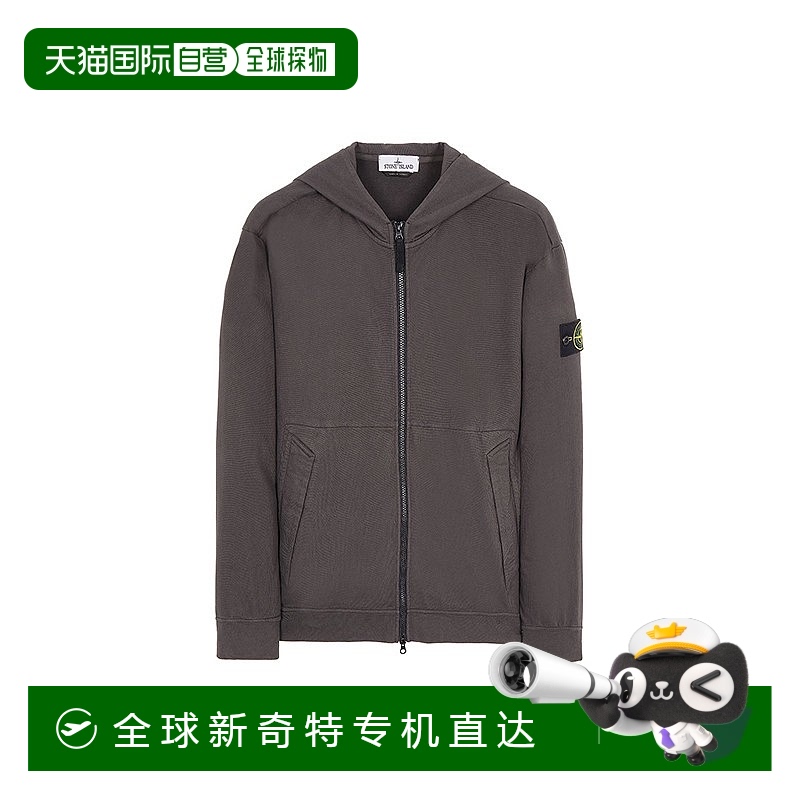 欧洲直邮STONEISLAND棉质翻盖斜口袋长袖双拉链连帽卫衣