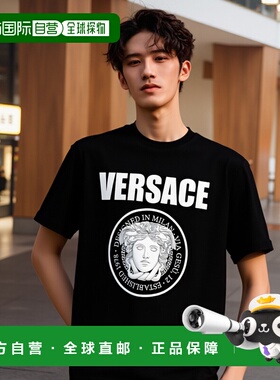 香港直邮VERSACE 男士T恤 10133021A150831B000 AW2025 黑色男装