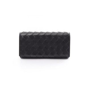 Veneta葆蝶家男S级99新bi 中古Bottega fold双折牛皮长钱包黑色