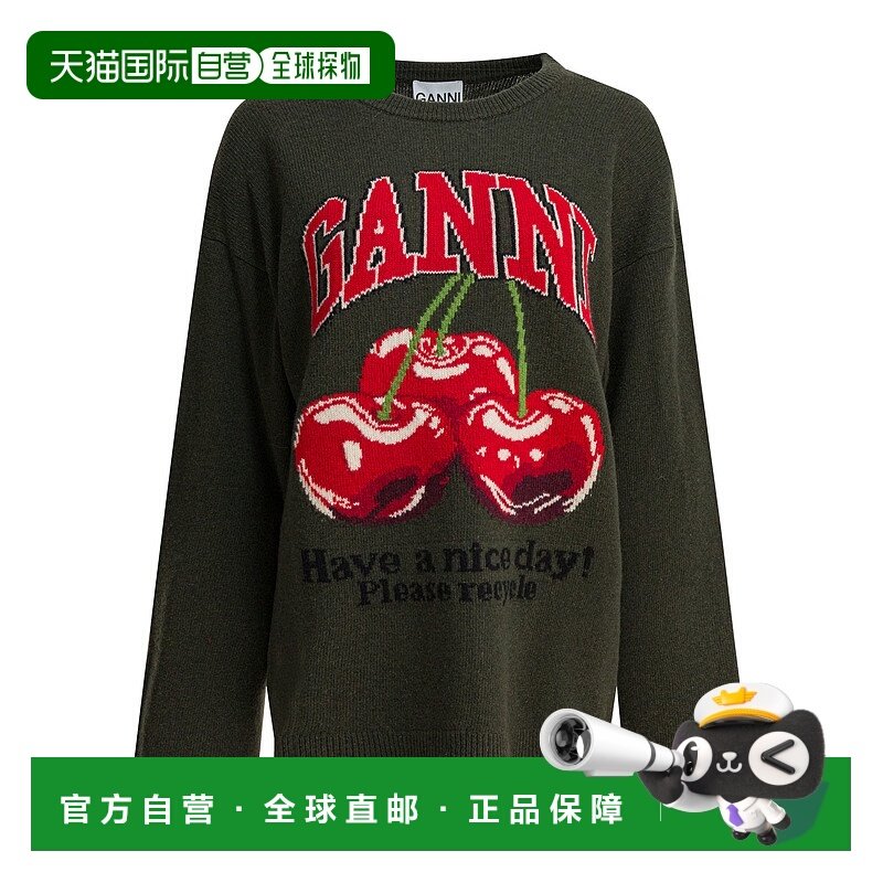 香港直邮GANNI 女士针织衫 A1070112861 SS2026 绿色 OVERSIZED G