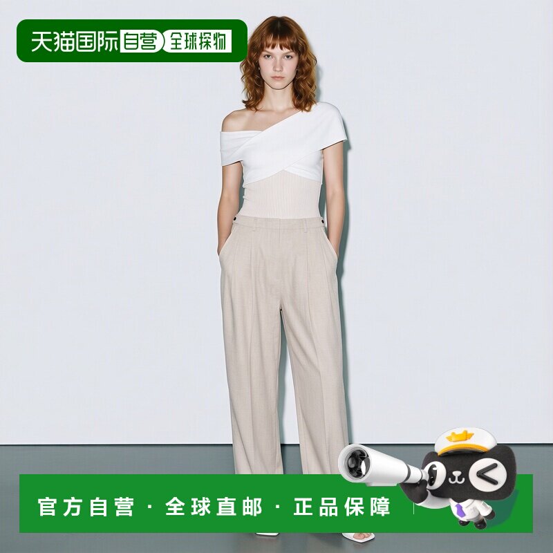 自营欧洲直邮COS 女士浅米色亚麻西装裤直筒裤西裤女装郁金香通勤图片