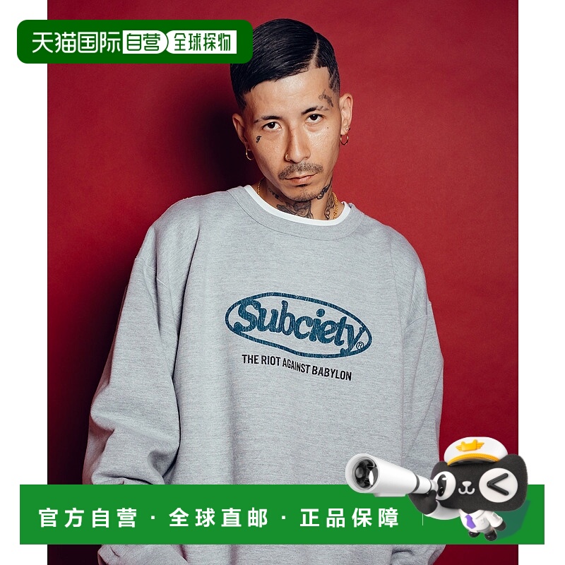 1h可退 日本直邮Subciety 男女同款 宽松版型 圆标连帽卫衣 左下