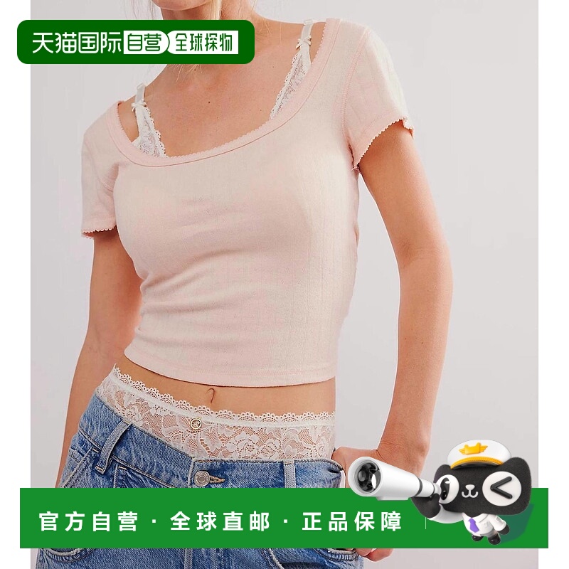 自营 free peopleEnd Game Pointelle Baby Tee In Peach Dust -