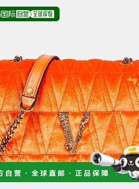 香港直邮Versace 范思哲 女士 Virtus 小号天鹅绒肩包女包 001180