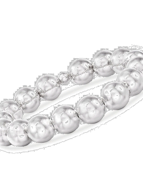 自营 Ross-Simons 意大利 12 毫米纯银珠子弹力手链 - 8 英寸 美