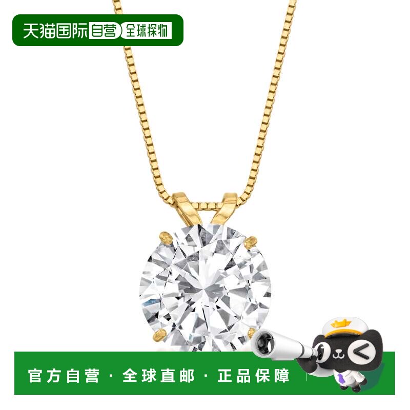 自营Ross-Simons CZ 单石项链 14 克拉黄金 - 20 英寸 美国奥莱直