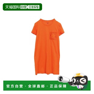 日本直邮中古Hermes爱马仕女A级95新one piece连衣裙棉上衣橘色