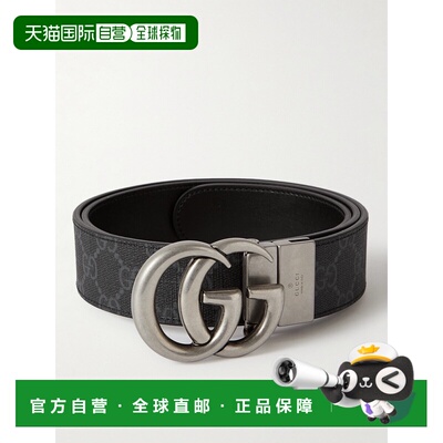 1h可退 香港直邮潮奢 Gucci 古驰 男士 3cm Marmont Supreme 双面