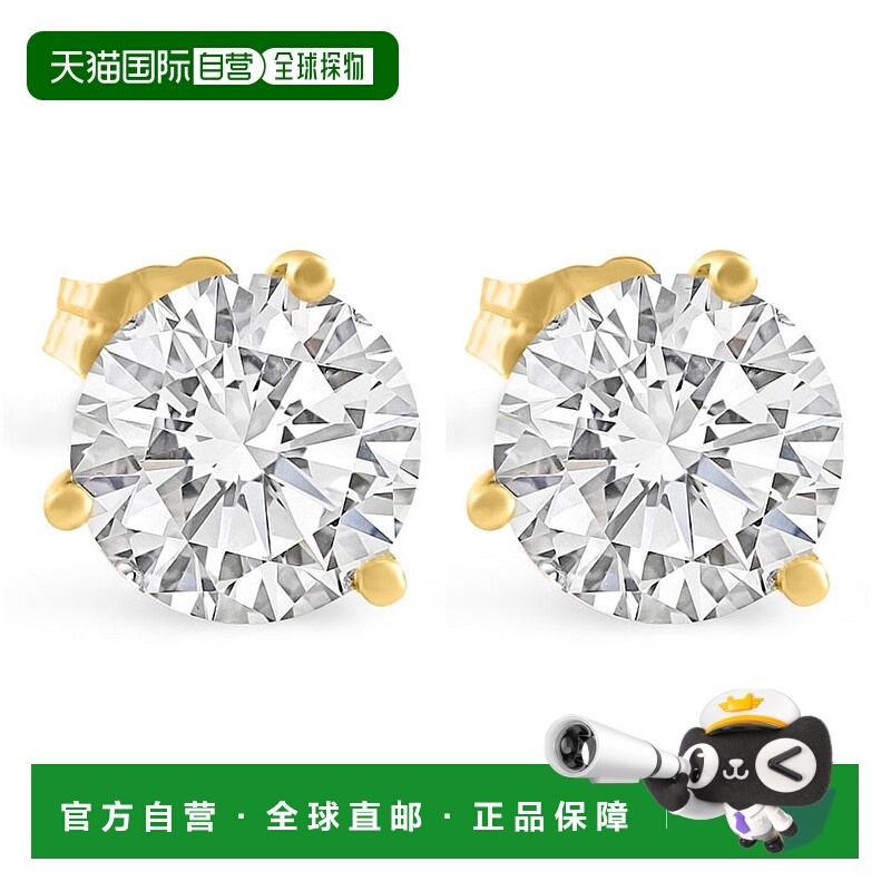 自营 pompeii34 克拉 TW 圆形实验室种植理想切割马提尼钻石耳钉