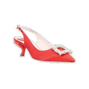 香港直邮Roger Vivier Virgule 钻扣缎面露跟高跟鞋 RVW63834500R