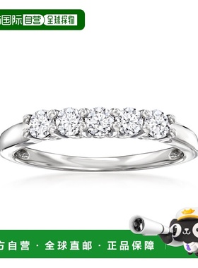 自营 Ross-Simons 实验室种植钻石 5 石纯银戒指 - 白色 美国奥莱