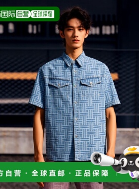 香港直邮KENZO 男士衬衫 FF55DC1026J4DB SS2025 蓝色 短袖衬衫