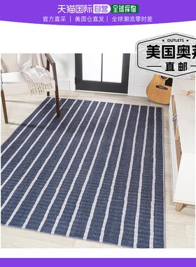 jonathan y Rand 仿旧 Ticking Stripe 可机洗海军蓝/象牙色区域