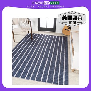 jonathan y Rand 仿旧 Ticking Stripe 可机洗海军蓝/象牙色区域