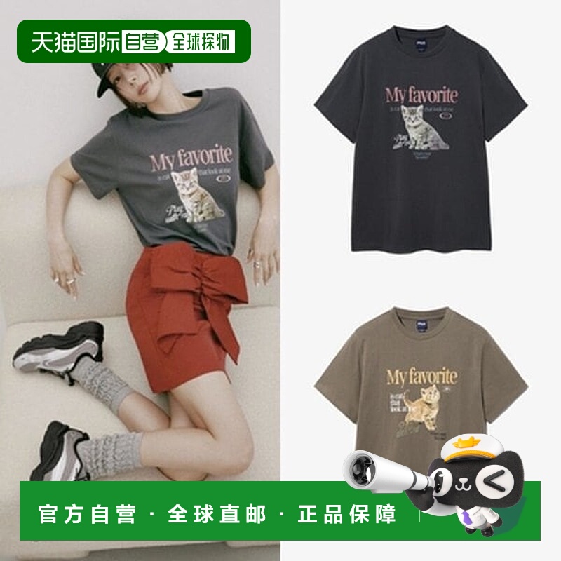 韩国直邮FILA 韩素熙 [我的 T 恤] 合身猫咪 T 恤 FFS252RS01F001