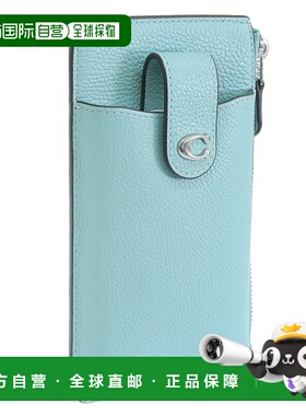 日本直邮Coach蔻驰配件女士智能手机钱包插座皮革浅蓝色ESSPPPHN