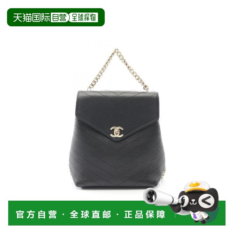 日本直邮中古Chanel香奈儿女包A级95新Backpack背包羊皮双肩包黑