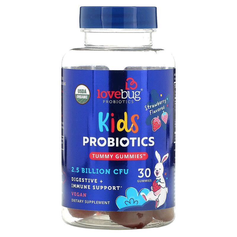 香港直邮LoveBug Probiotics,儿童益生菌，益胃软糖，草莓味，25