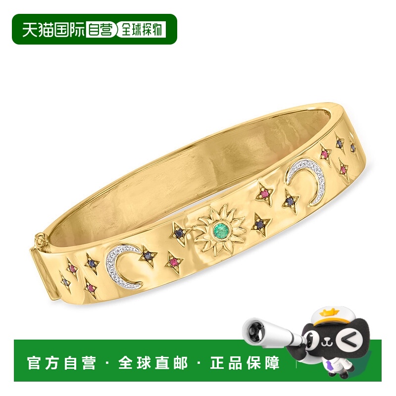 自营 Ross-Simons 多宝石 Celestial 手镯手链配以 18kt 金镶钻 -