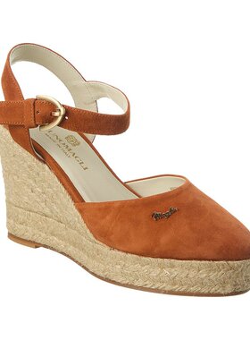 【美国奥莱】直发 Bruno Magli Mares 绒面革坡跟凉鞋 - 橙色