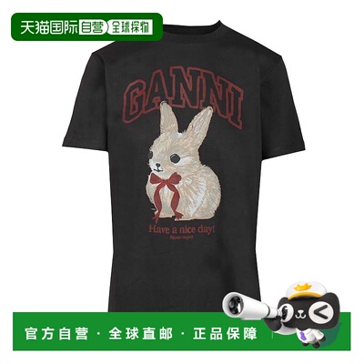香港直邮GANNI 女士T恤 A1050061252 SS2026 黑色 Printed T-shir