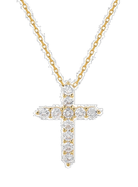 自营Suzy Levian 金色纯银方晶锆石十字架吊坠 - 黄色 【美国奥莱
