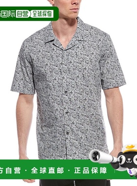 自营 theory理论Daze叶印花衬衫-灰色 美国奥莱直发新款短袖男装