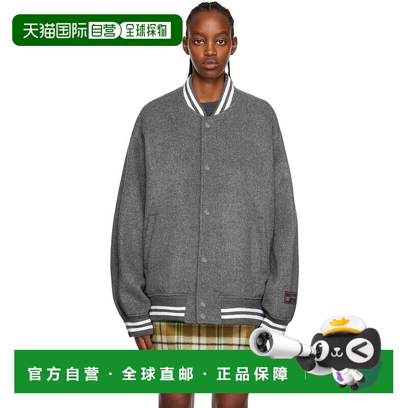 1h可退 香港直邮潮奢 We11Done 女士 灰色 Oversized 棒球夹克 WD