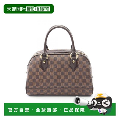 日本直邮中古LV路易威登女包A级95新Handbag手包帆布手提包棕色