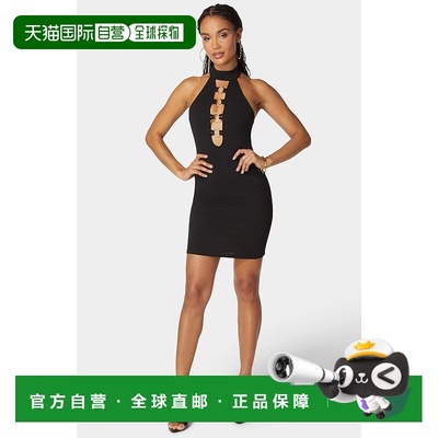 自营Bebe Women's Ring Detail Plunge Neck Dress - black 美国