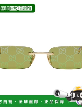 香港直邮潮奢 Gucci 古驰 男士 金色 Rectangular Frame 太阳镜 G