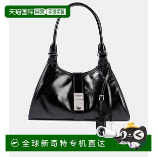 香港直邮Prada 女士 1h可退 普拉达 舒 中号皮革手提包 black黑色