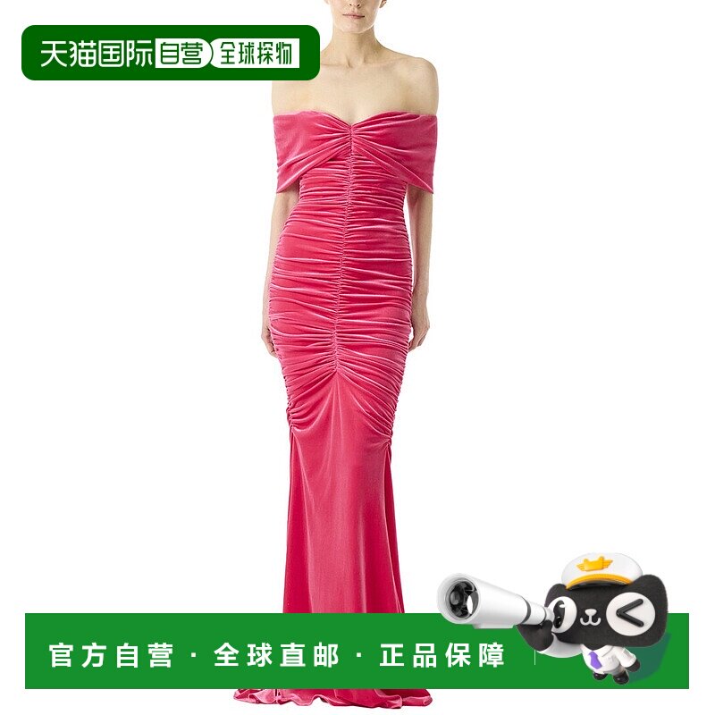 自营 Monique Lhuillier 露肩褶饰丝绸衬里礼服 - 紫红色 美国奥 - 实物图