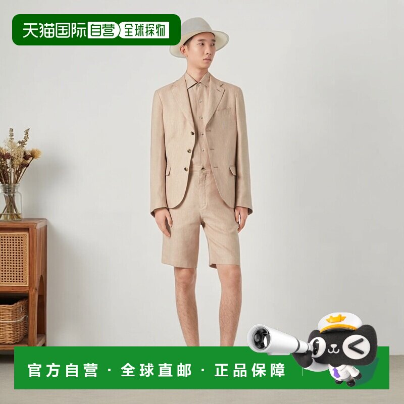 自营欧洲直邮Loro Piana 男士亚麻衬衫外套米色麻衬衫