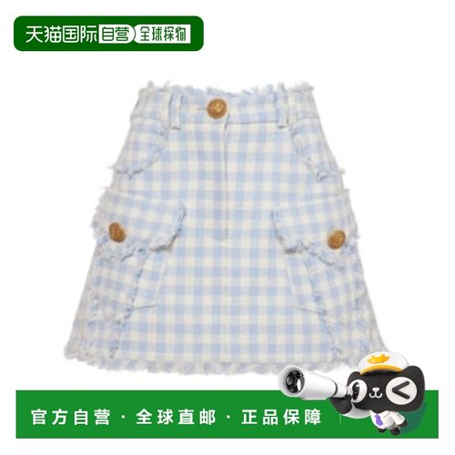 香港直邮Balmain 格纹花呢半身裙 79I-L5Z026a字裙