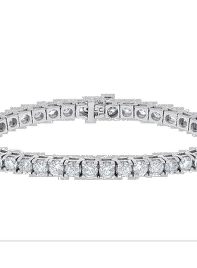 自营 diana m.14K 白金 10.00 克拉。网球手链 - 白色 美国奥莱直