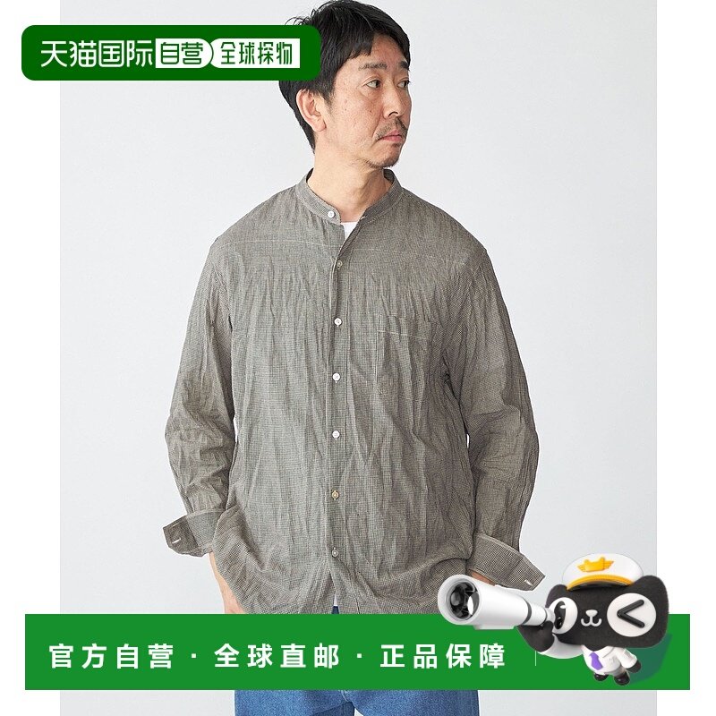 1h可退 日本直邮SHIPS 男士印度手织布带领长袖衬衫 111114518