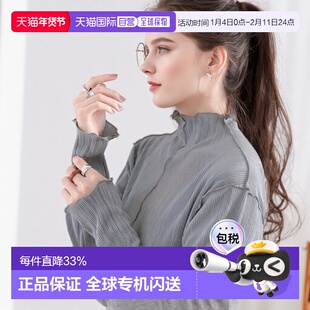 1h可退 日本直邮Classical Elf 女士光泽感两用高领褶皱上衣 休闲
